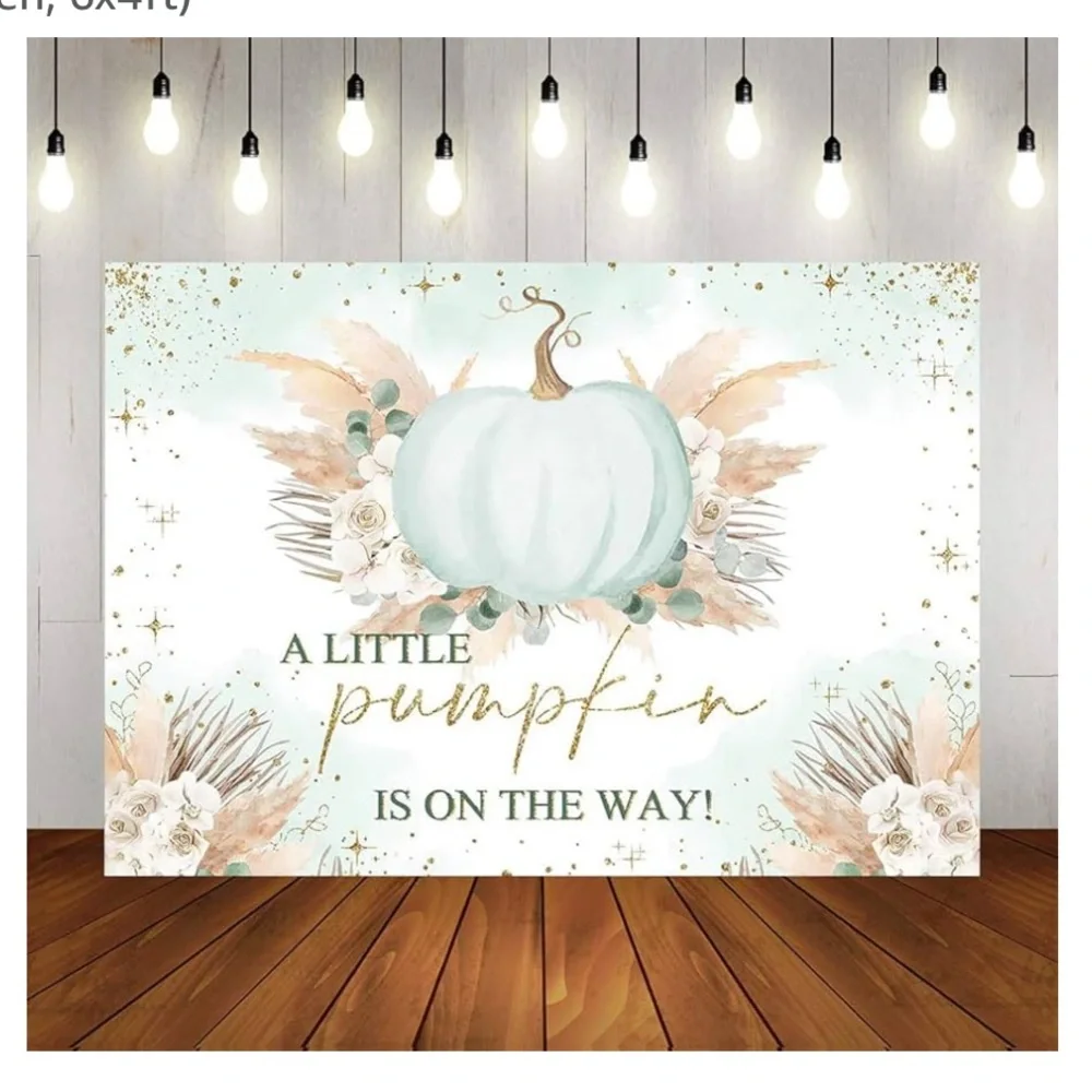 Boho A Little Pumpkin is On The Way backdrop,5x 7,Photography Background Baby